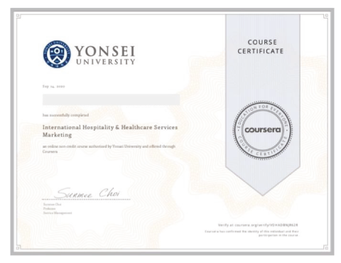 Yonsei University microcredential certificate